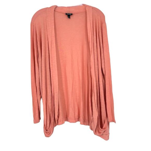 Torrid Plus Size Coral Long Sleeve Open Front Cardigan Lightweight Size 2 Pocket - Picture 2 of 7